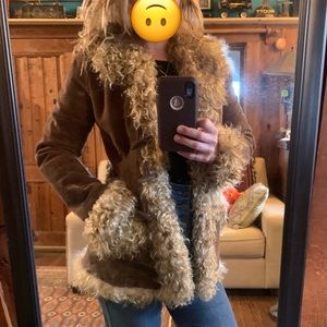 Doma penny lane shearling suede Afghan coat, toggle, fur, leather- almost famous
